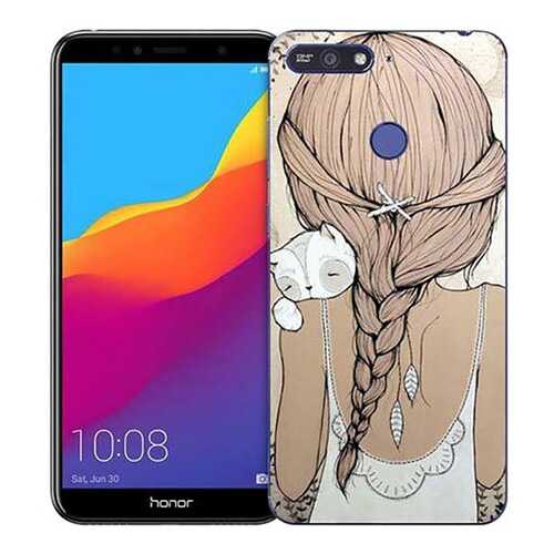 Чехол RE:PA для Huawei Honor 7A Pro с принтом Девочка в обнимку с котом в Залог успеха