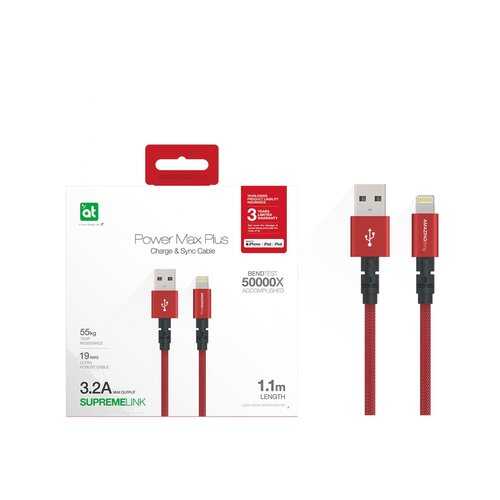 Кабель Amazingthing SupremeLink MFi Power Max Plus USB-iP Wine Red 1.1m 3.2A в Залог успеха