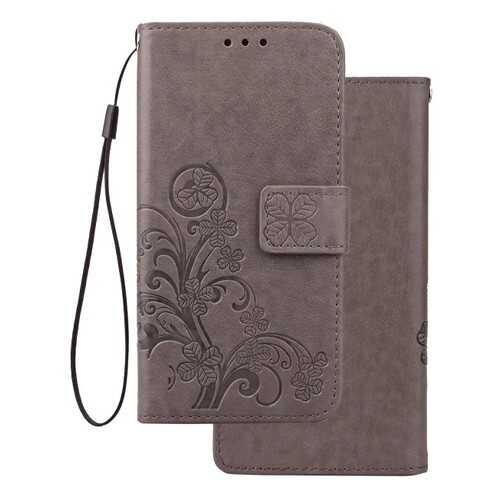 Кожаный Чехол (книжка) Four-leaf Clover с визитницей для Samsung Galaxy A6s (2018) Grey в Залог успеха